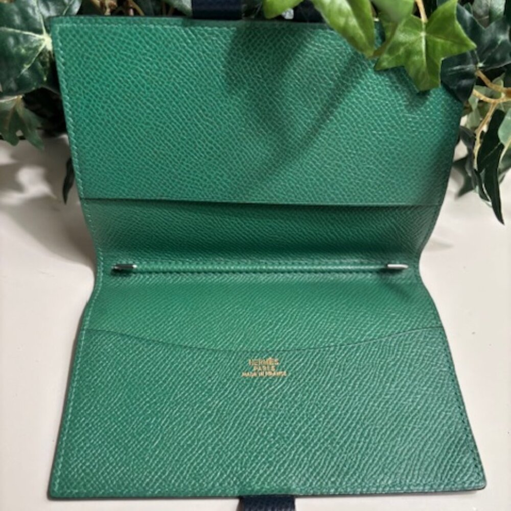 💙💚Hermès Carnet Mini à Crochets-Bleu Marine / Vert Anis – Epsom Leather-UNISEX - Picture 3 of 9